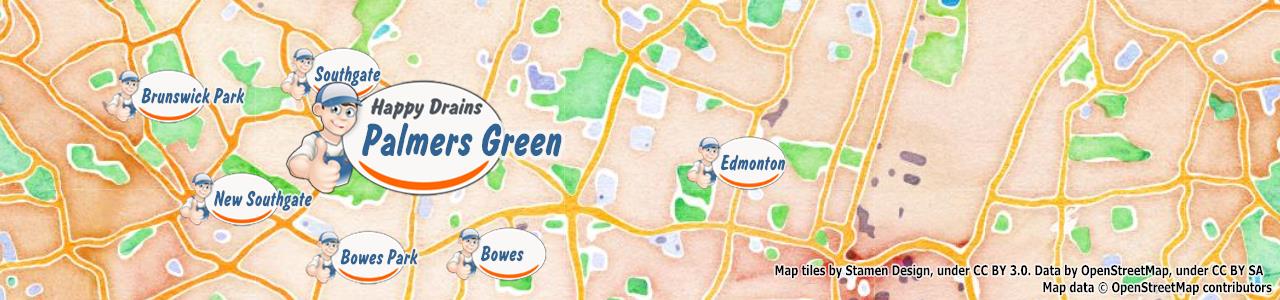 Service area map showing Happy Drains coverage across Lower Edmonton (N9)